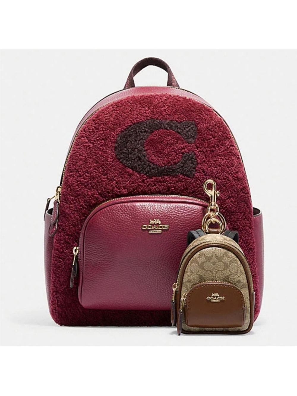 NWT Coach Mini Court Backpack Bag Charm Signature Canvas - Picture 12 of 12